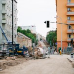 Rozkopaná ulice Milady Horákové a Merhautova